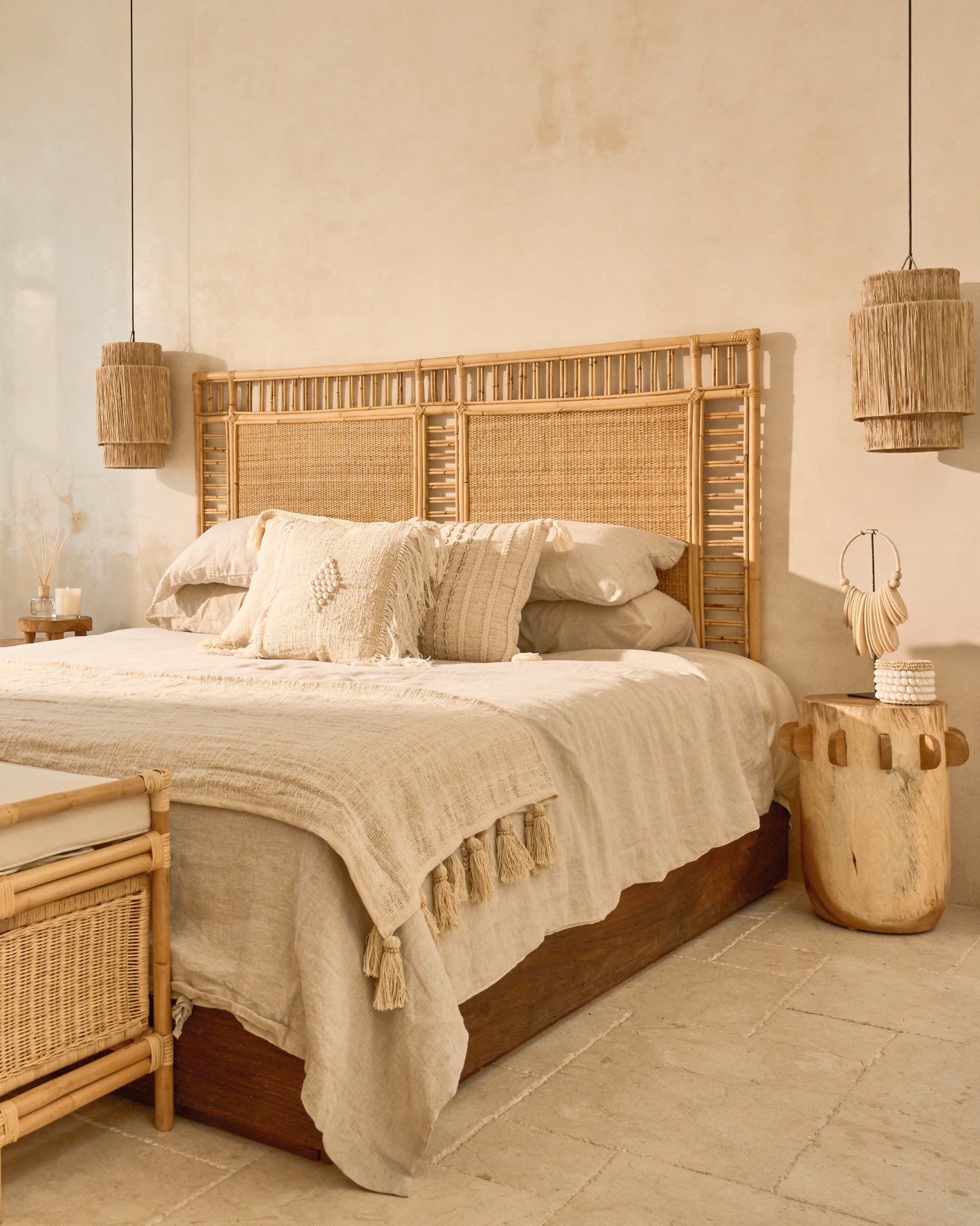 Ampat Rattan Woven Panel Square Bedhead