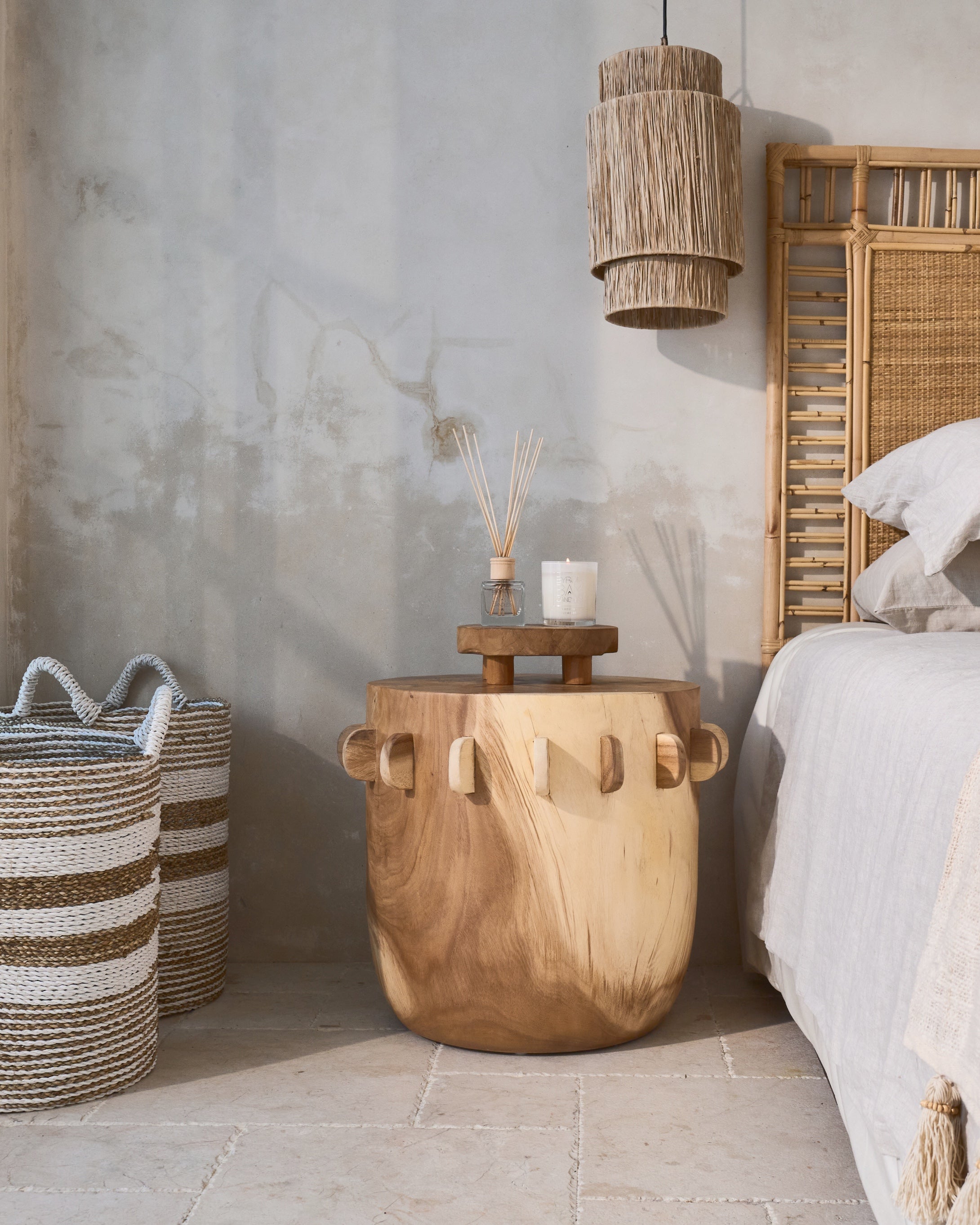 Bukit Wooden Carved Side or Coffee Tables - Natural