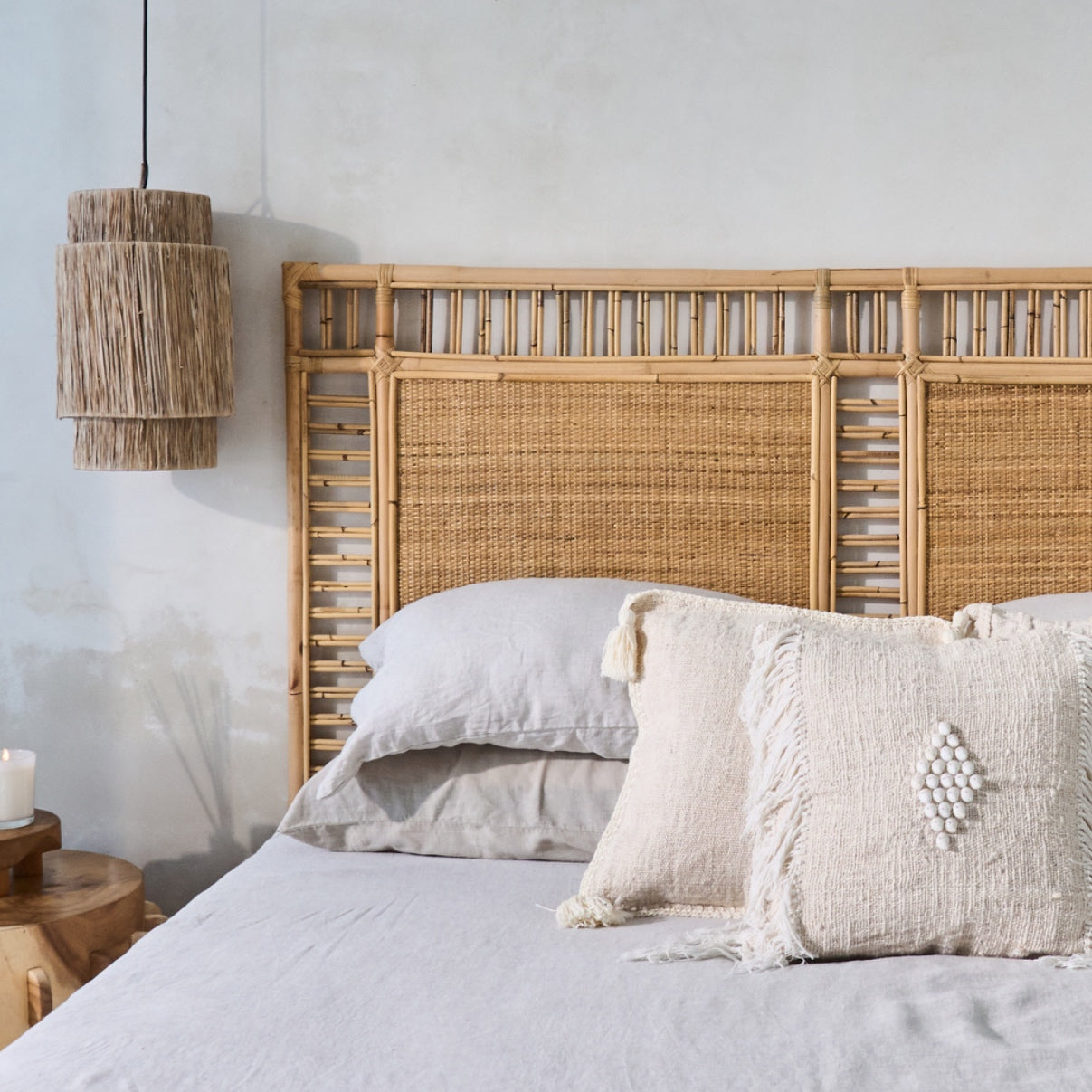 Ampat Rattan Woven Panel Square Bedhead - King, Queen, Double
