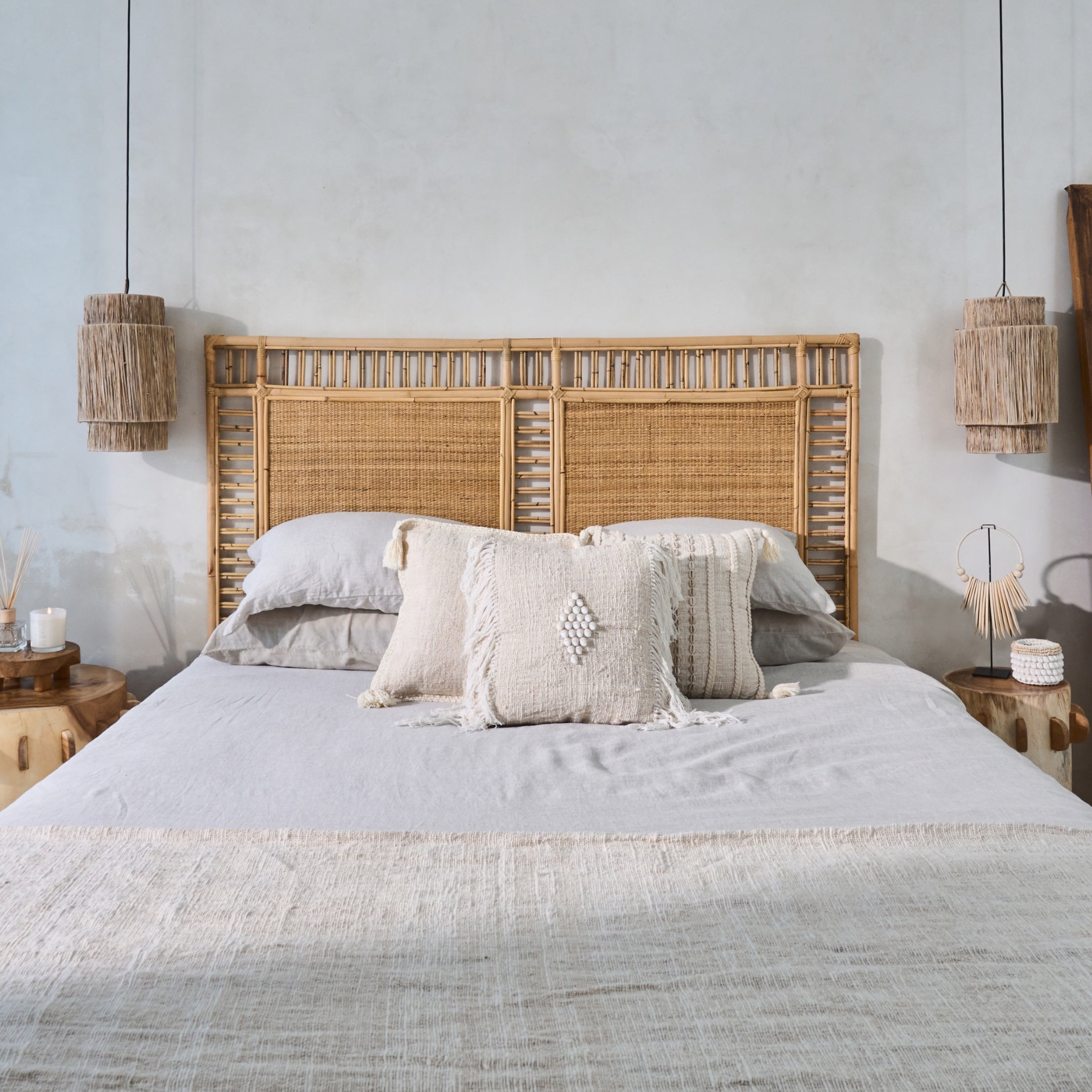 Ampat Rattan Woven Panel Square Bedhead - King, Queen, Double