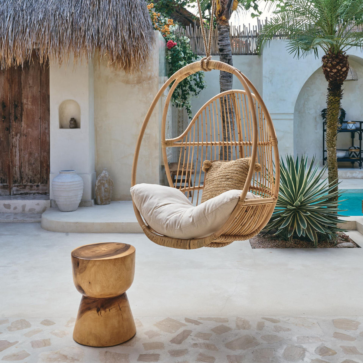 Ayu Rattan Hanging Chair - White