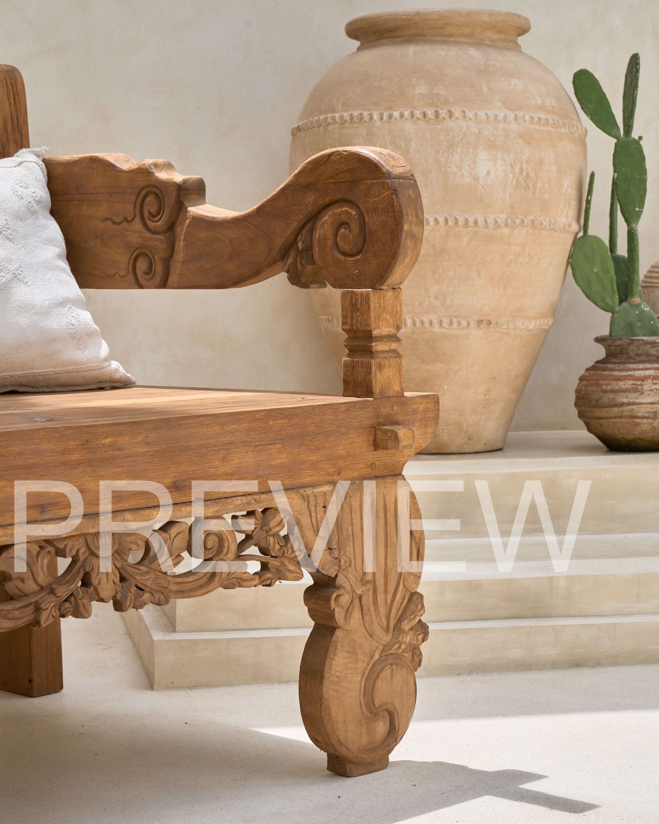 Bambu Recycled Teak XL Seat Bench Chair with mattress