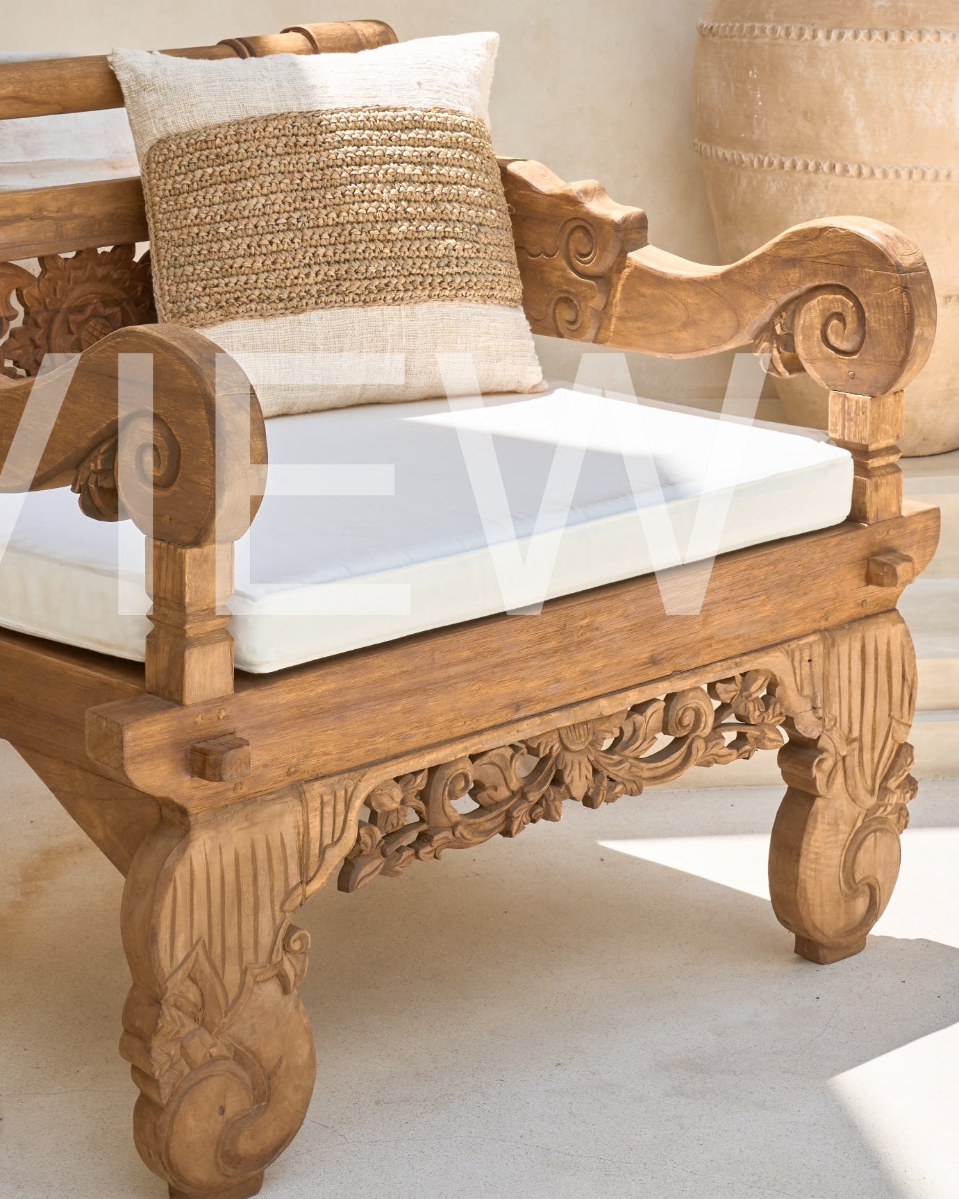 Bambu Recycled Teak XL Seat Bench Chair with mattress