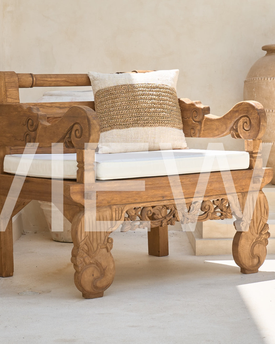 Bambu Recycled Teak XL Seat Bench Chair with mattress