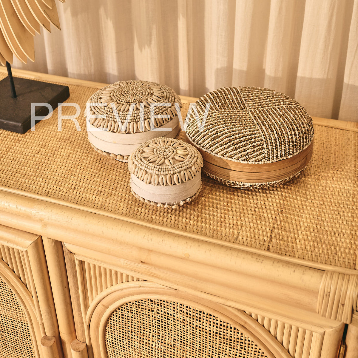 Busur Rattan Three Door Sunrise Console Cupboard | 135cm long