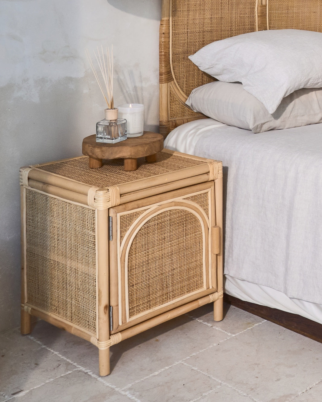Busur Rattan Sunshine Cupboard Side Table - Right Door Opening
