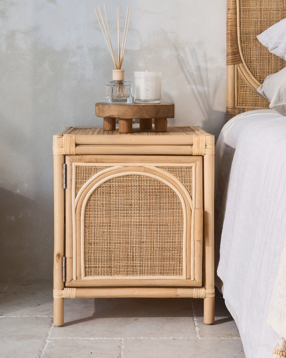 Busur Rattan Sunshine Cupboard Side Table - Right Door Opening