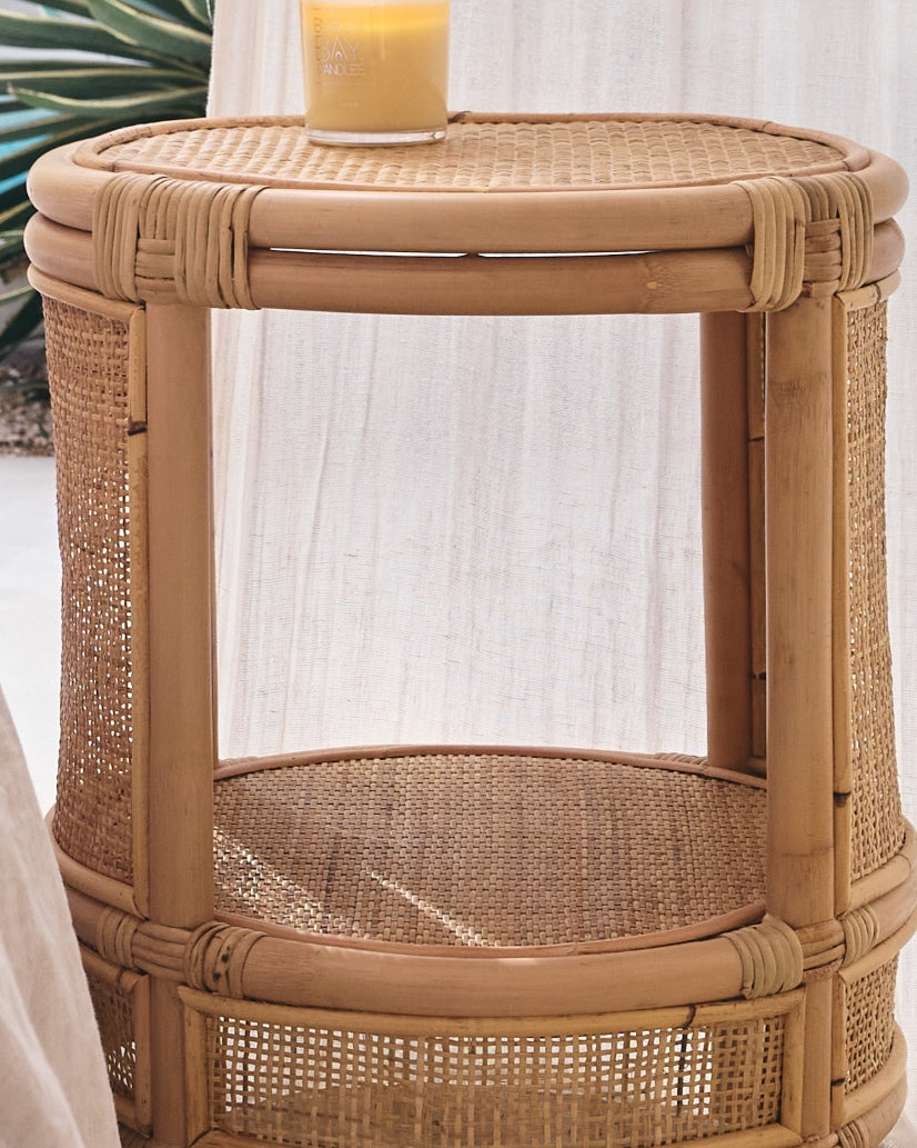 Bulat Rattan Weave Open Side Table
