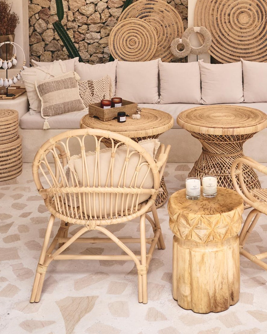 Ulus Wooden Pineapple Carved Side Table