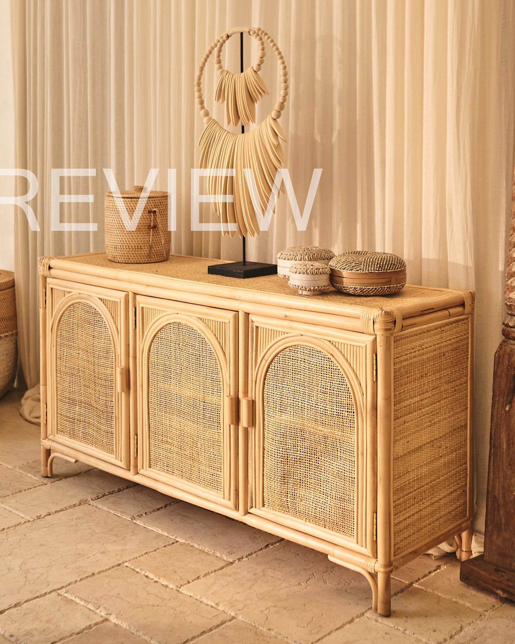 Busur Rattan Tri Sunrise Console Cupboard