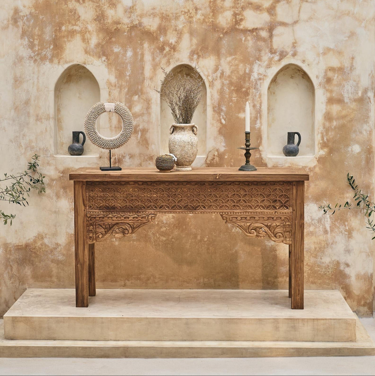 Cantik Teak Carved Console Sideboard | 140cm long