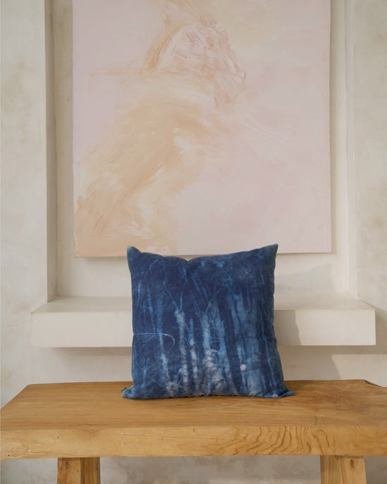 Biru Indigo Blue Tiedye Natural Dye Cushion Cover, 50x50cm