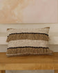 Brown Fringe, Cream with Black Knot Ribbon Cushion Cover, 30x50cm