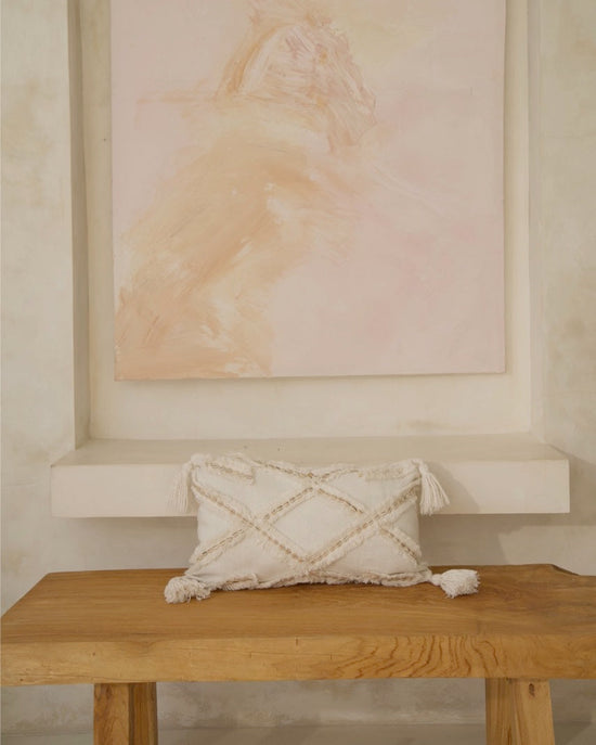 Cream Cotton Shell Cross Cushion Cover, 30x50cm