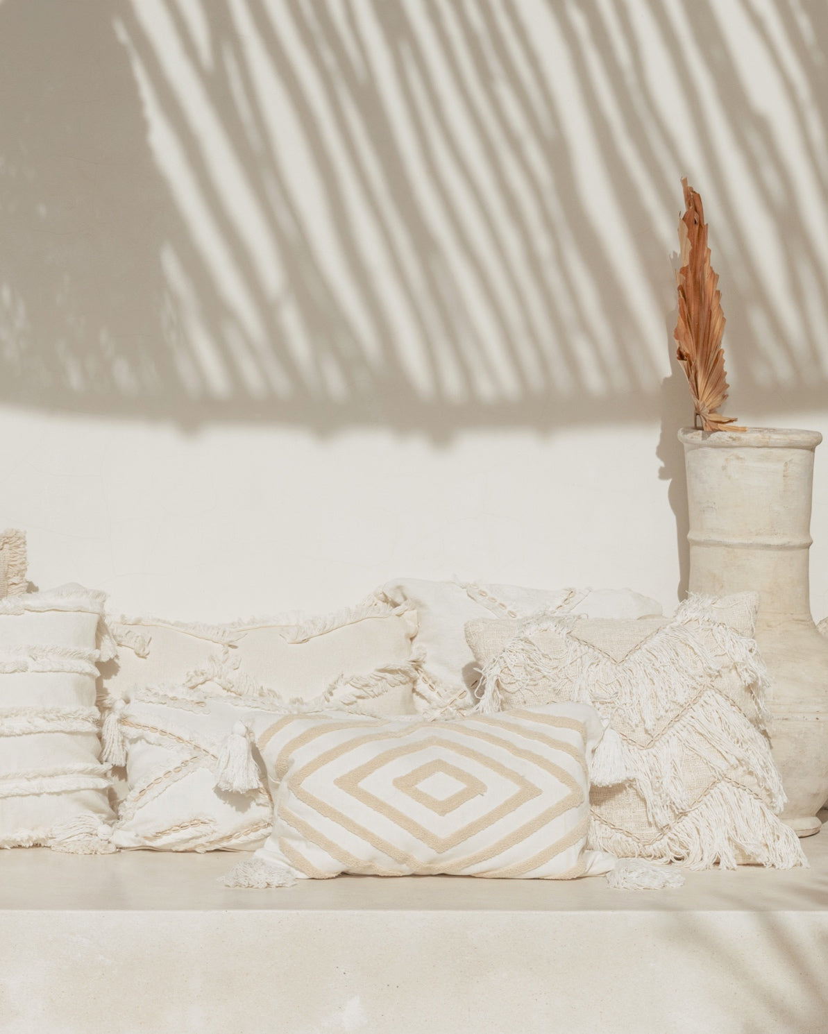 Blush Diamond Cream Cushion Cover with corner tassels - 45x45cm