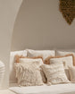 Cream Cotton Cushion Stripe Embellish and corner tassel, 45x45cm