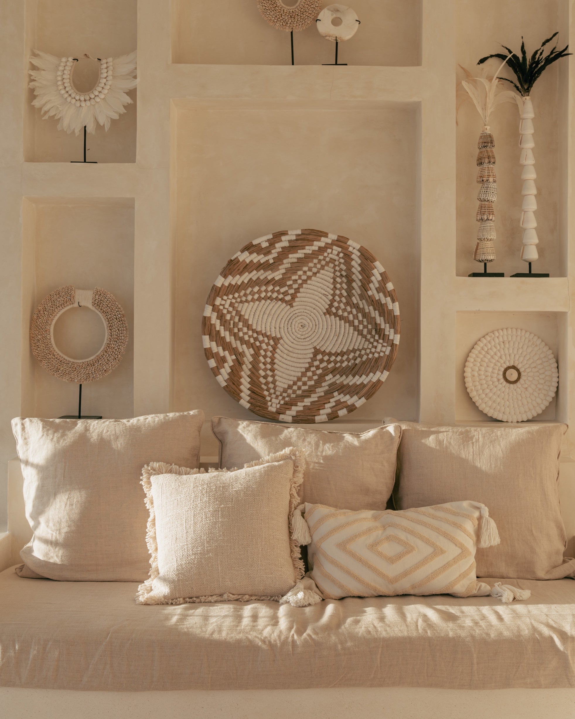 Blush Diamond Cream Cushion Cover with corner tassels - 30x50cm