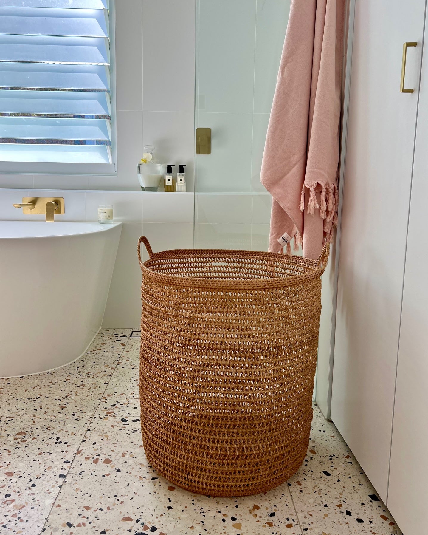 Large Natural Woven Laundry Blanket Basket