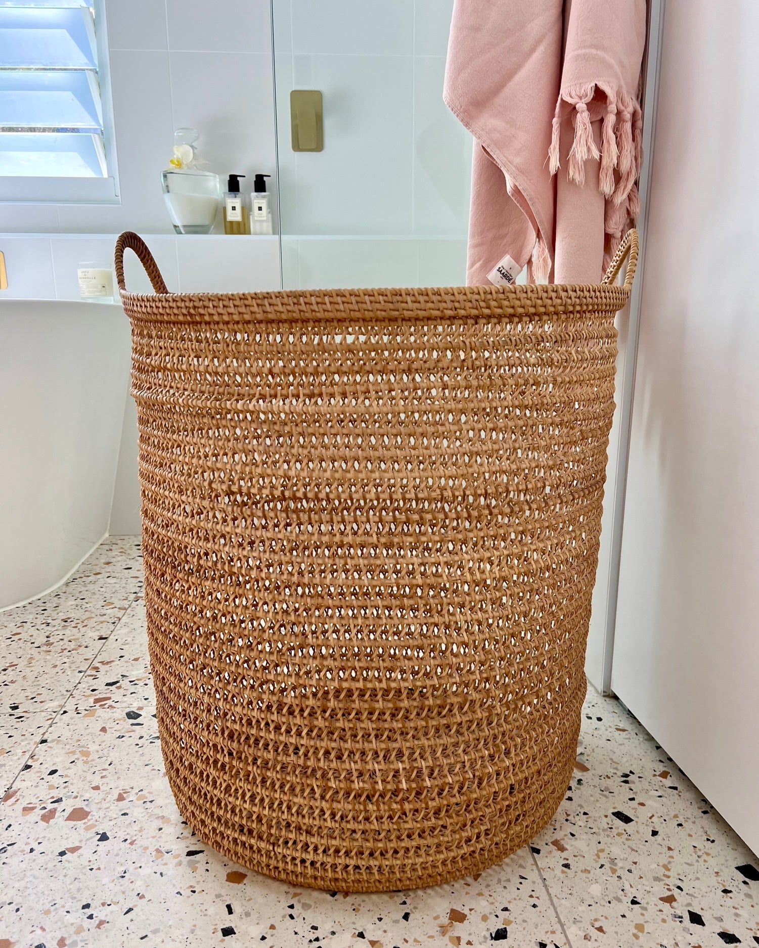 Large Natural Woven Laundry Blanket Basket