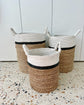 Archipelago Striped Seagrass Baskets - Natural, Black stripe, White