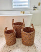 Natural & Gold Vertical Chevron Water Hycianth Baskets - Small, Medium, Large