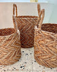 Natural & Gold Vertical Chevron Water Hycianth Baskets - Small, Medium, Large