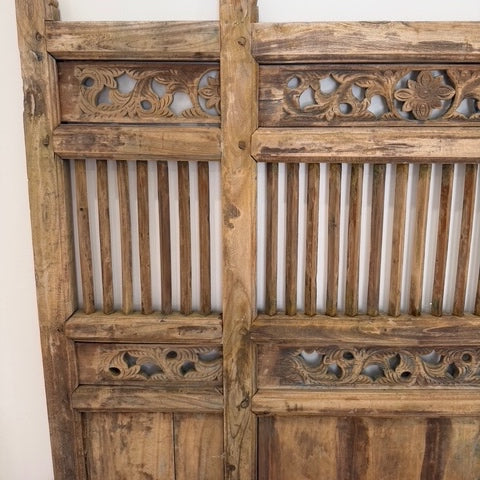 JIWA Raja Vintage Original Teak Carved Bedhead - King