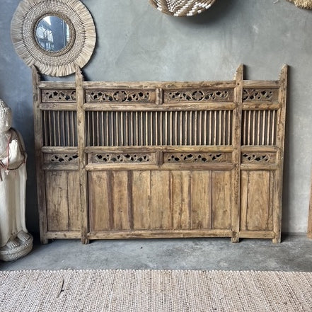 JIWA Raja Vintage Original Teak Carved Bedhead - King