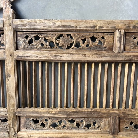 JIWA Raja Vintage Original Teak Carved Bedhead - King