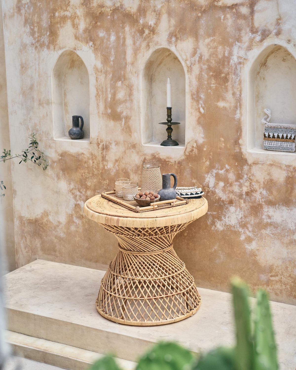 Karya Rattan Round Boho Table