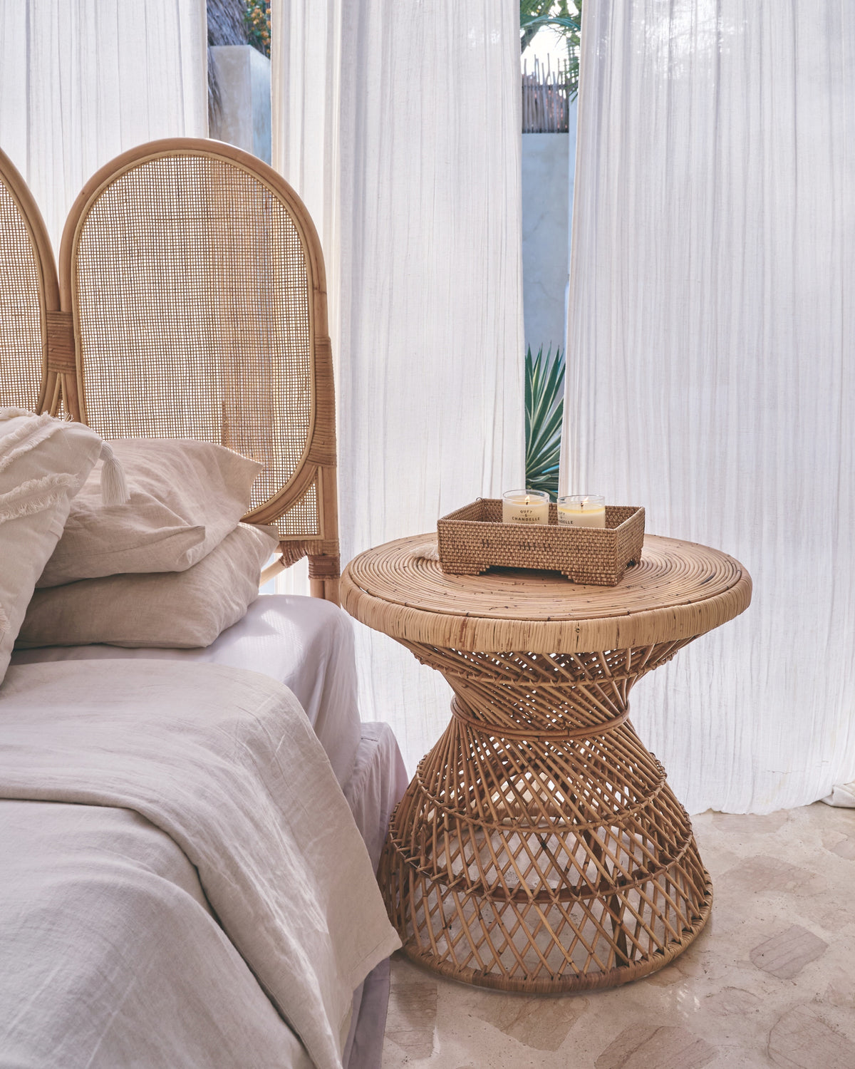 Karya Rattan Round Boho Table