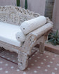 Sayang Large Whitewash Teak Carved Daybed with Curved Arms
