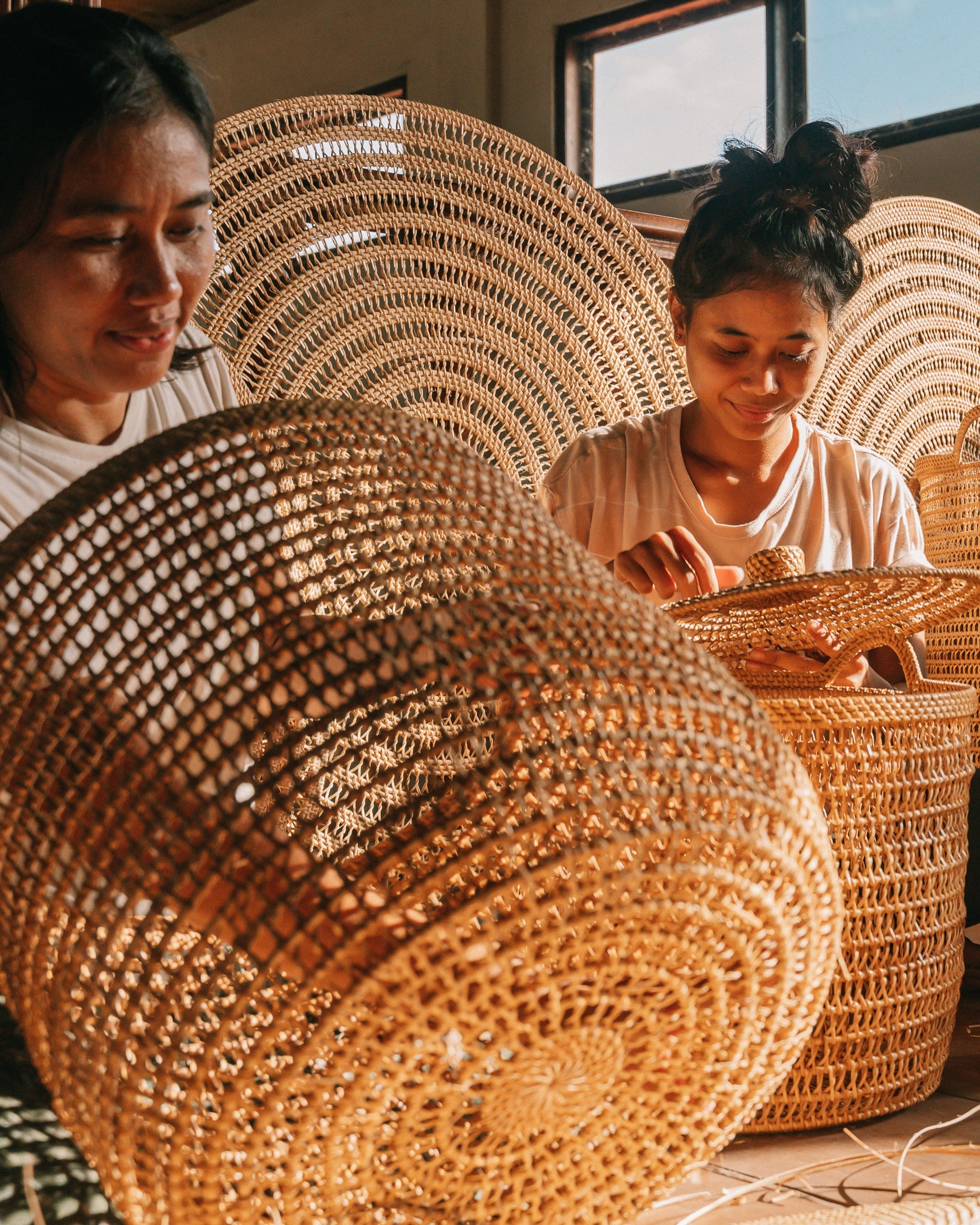 Large Natural Woven Laundry Blanket Basket