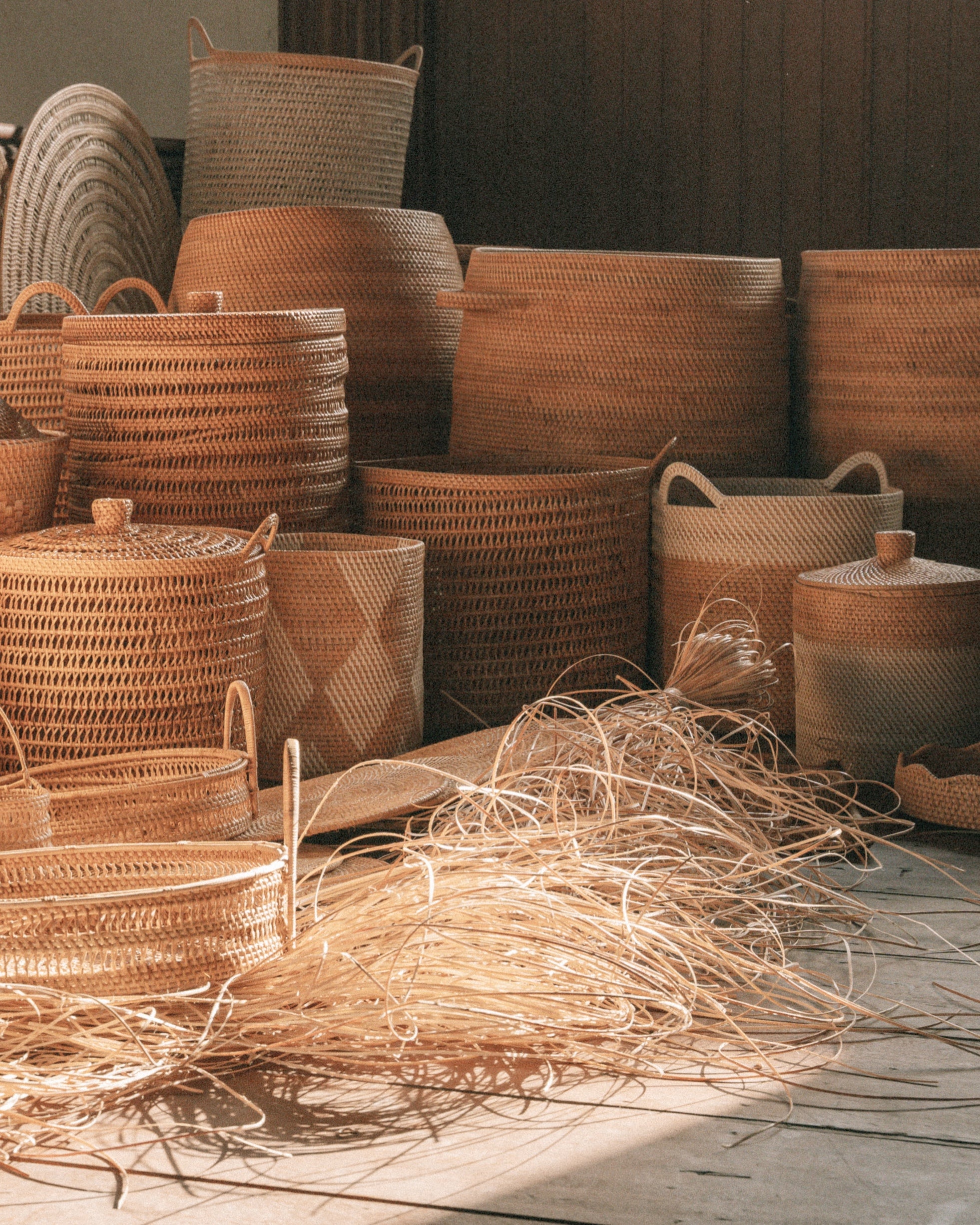 Large Natural Woven Laundry Blanket Basket