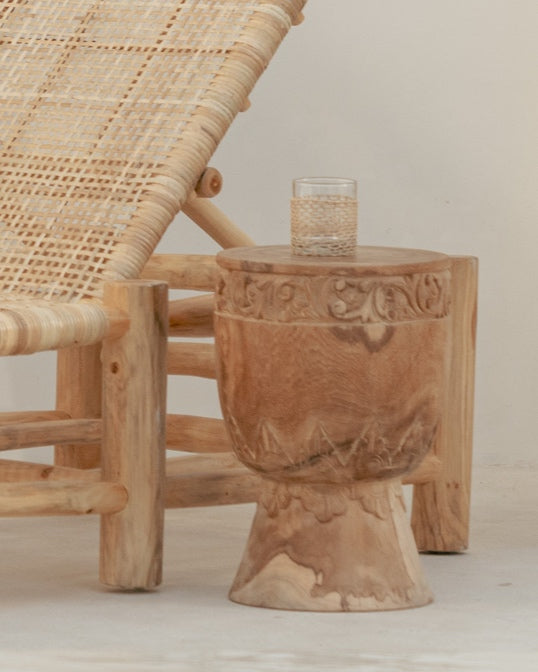 Ahmed Teak Carved Side Table Stools