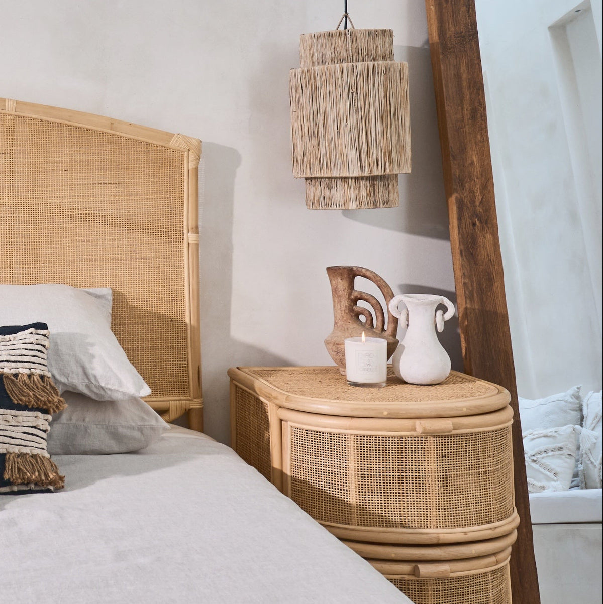 Meno Rattan Sun Weave Bedhead - King Size