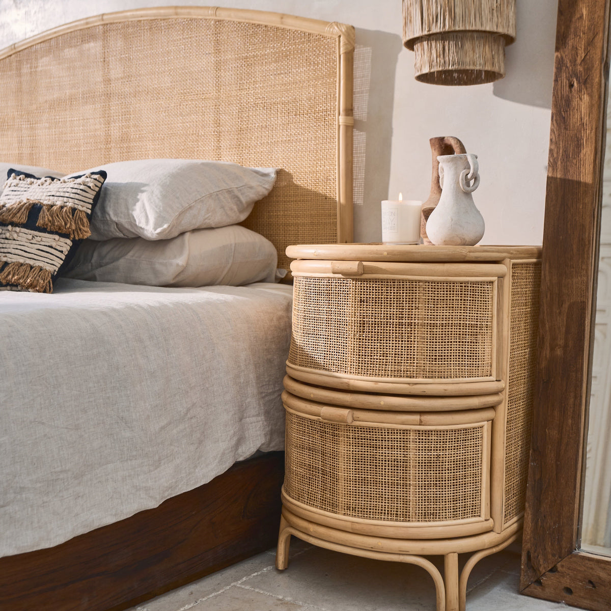 Meno Rattan Sun Weave Bedhead - King Size