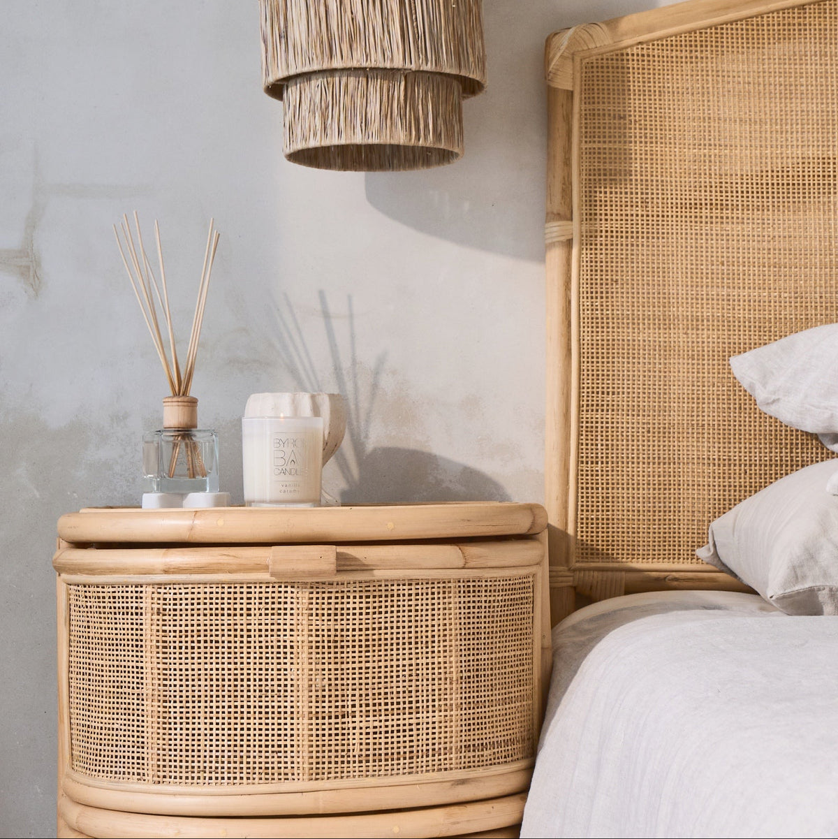 Meno Rattan Sun Weave Bedhead - King Size