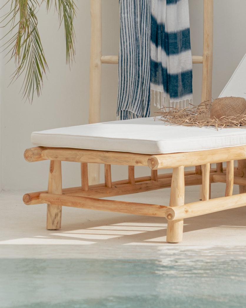 Keramas Outdoor Teak Branch Sun Lounger & Mattress