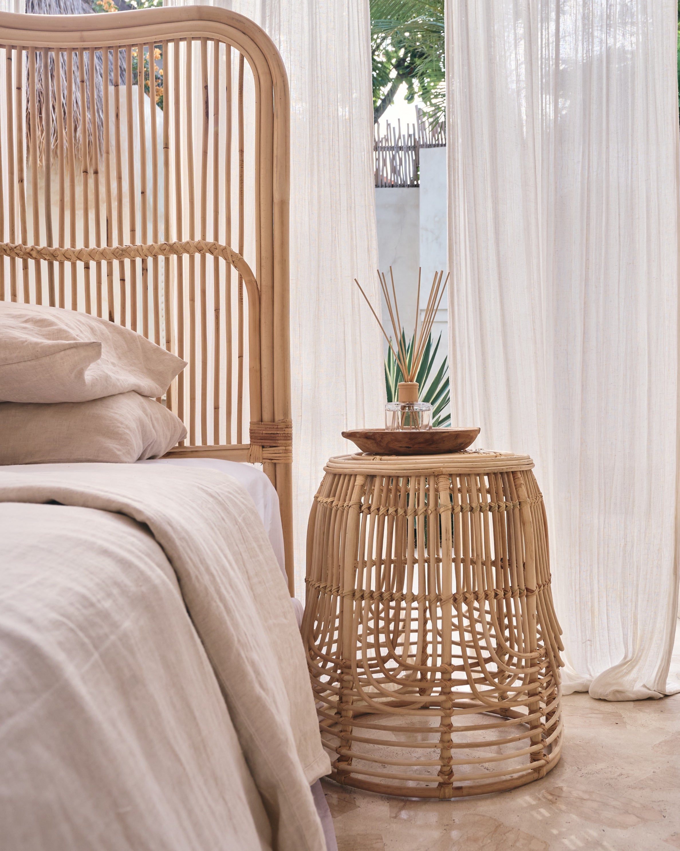 Padang Padang Rattan Curved Wave Side Table