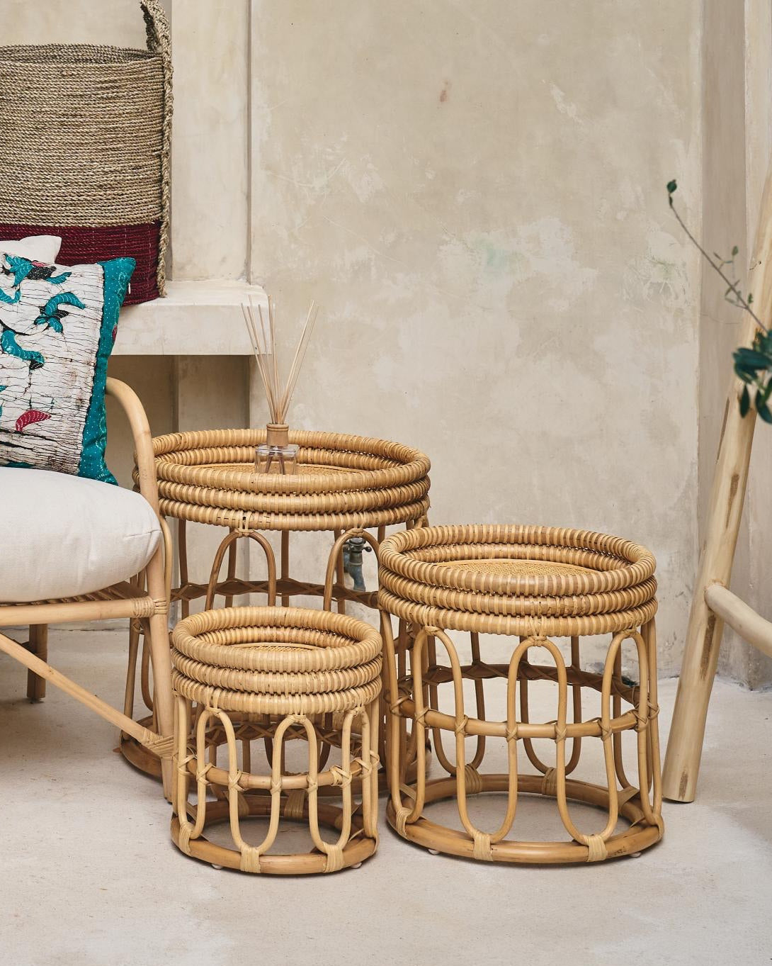 Pagi Rattan Sofa Side Table - Small, Medium, Large