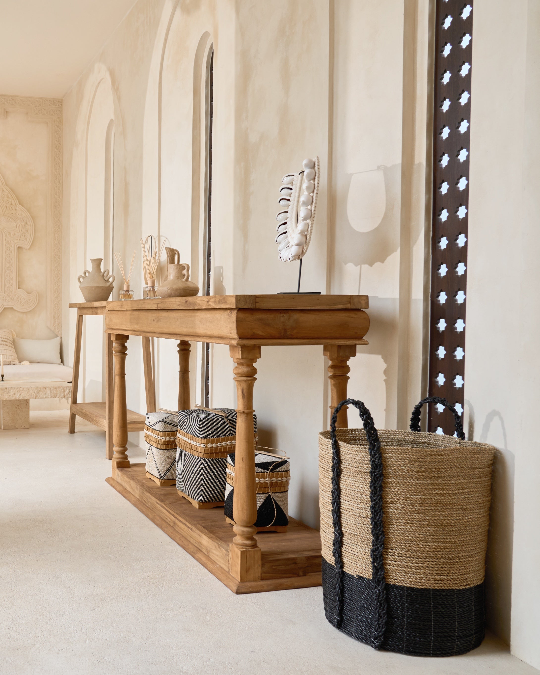 Pondok Teak Turned Leg Side Board Console