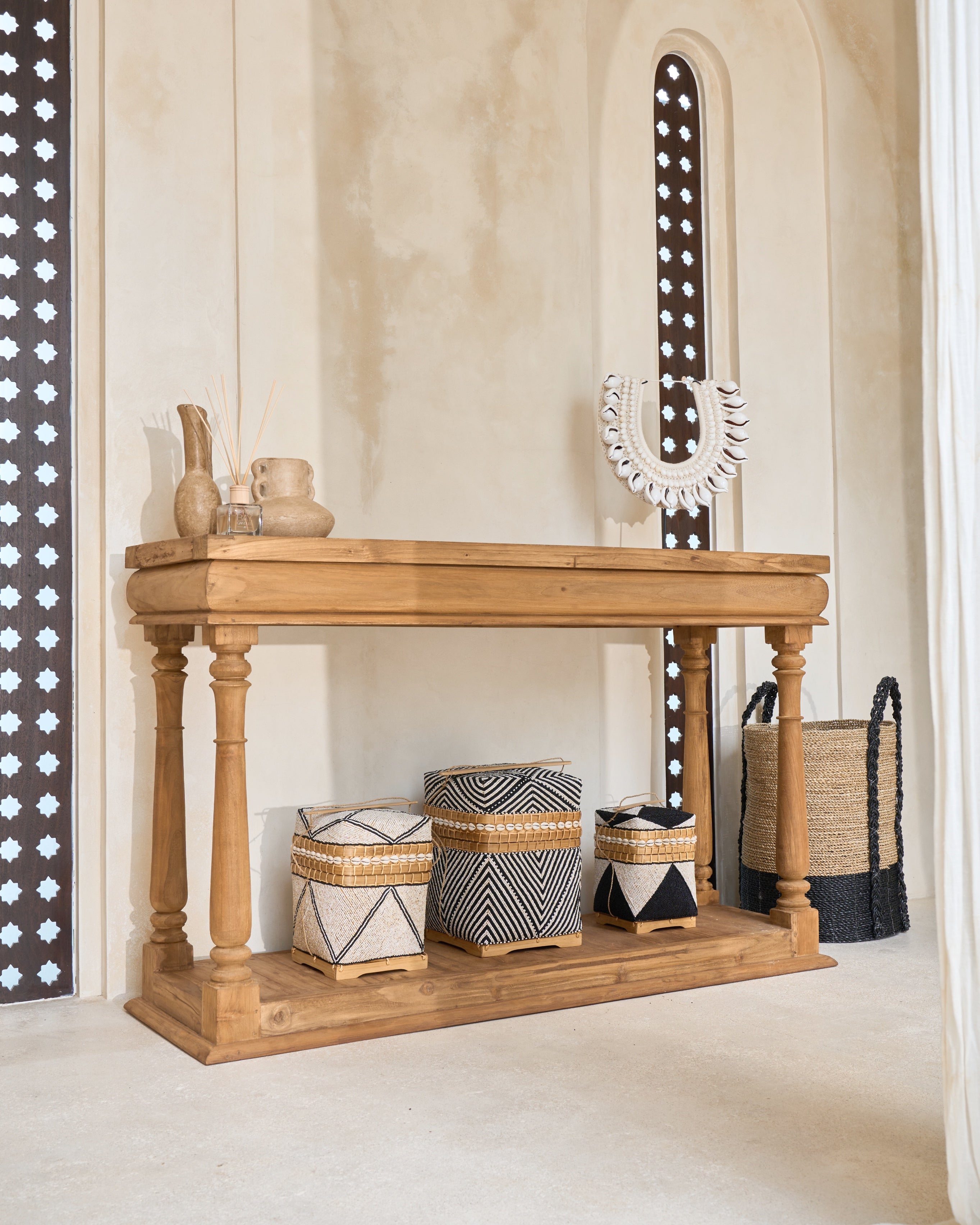 Pondok Teak Turned Leg Side Board Console