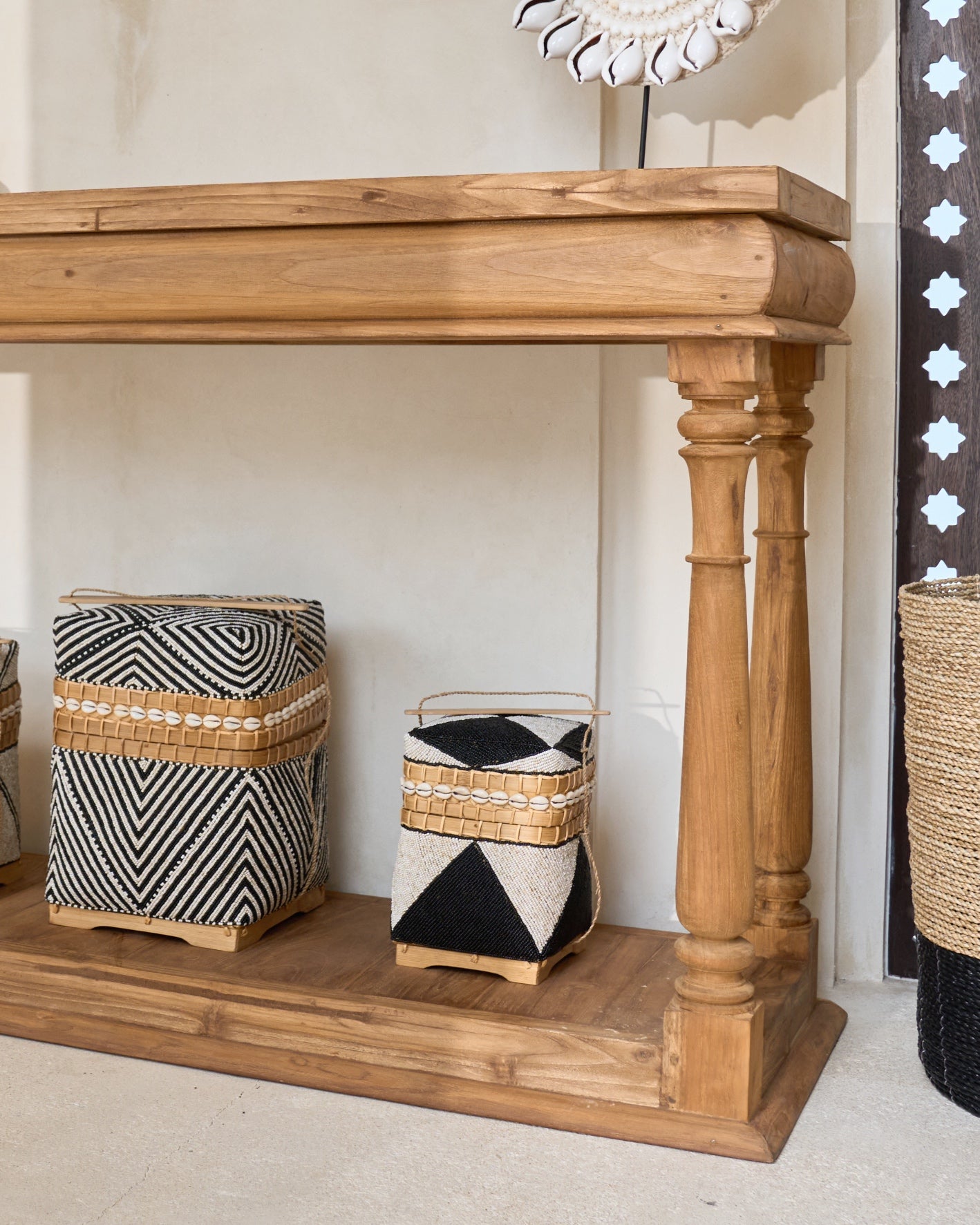 Pondok Teak Turned Leg Side Board Console
