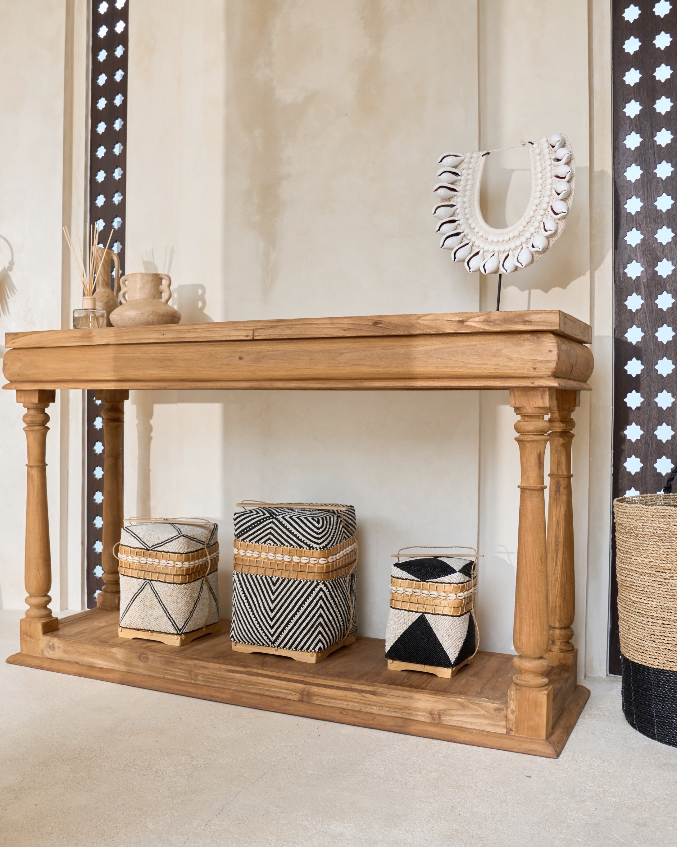 Pondok Teak Turned Leg Side Board Console