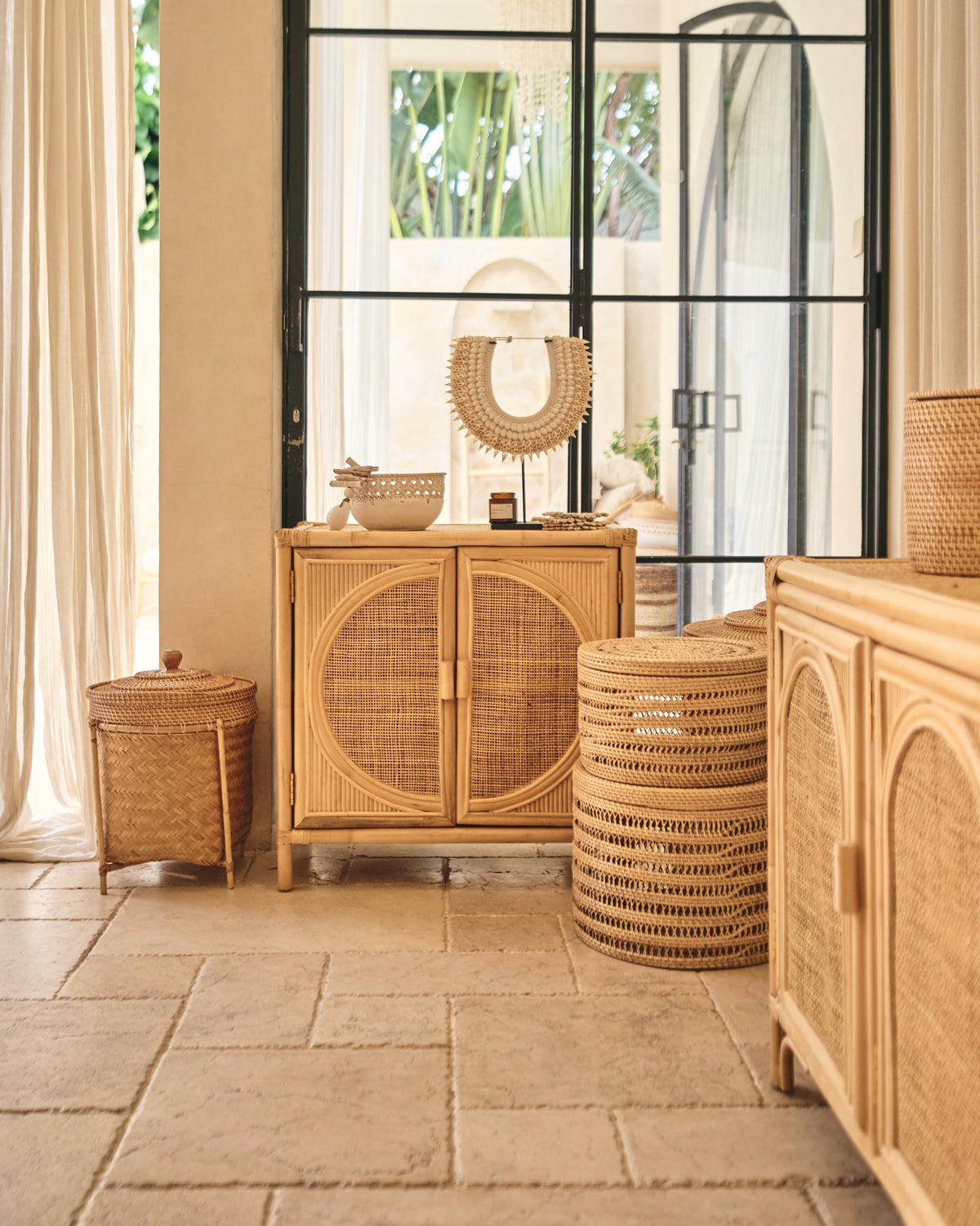 Busur Rattan Two Door Console Cupboard - Sunshine Design | 70cm long