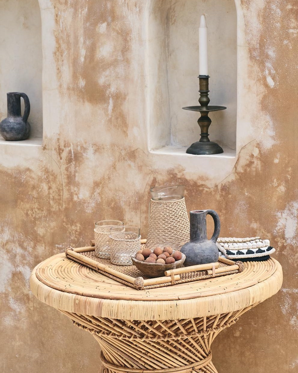 Rectangular Rattan Tray with bamboo handles frame