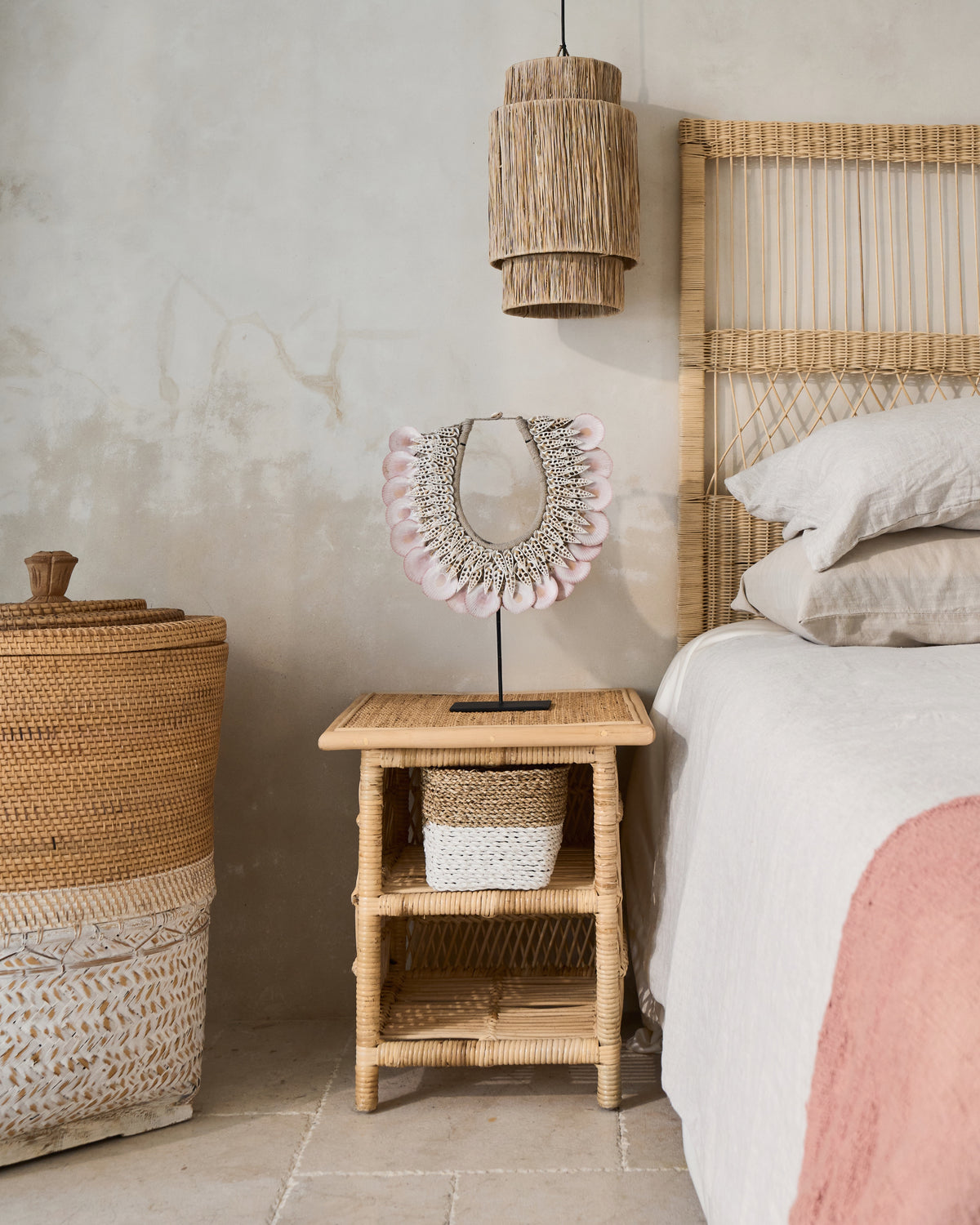 Berlian Design Cane Open Shelf Side Table | 45cm
