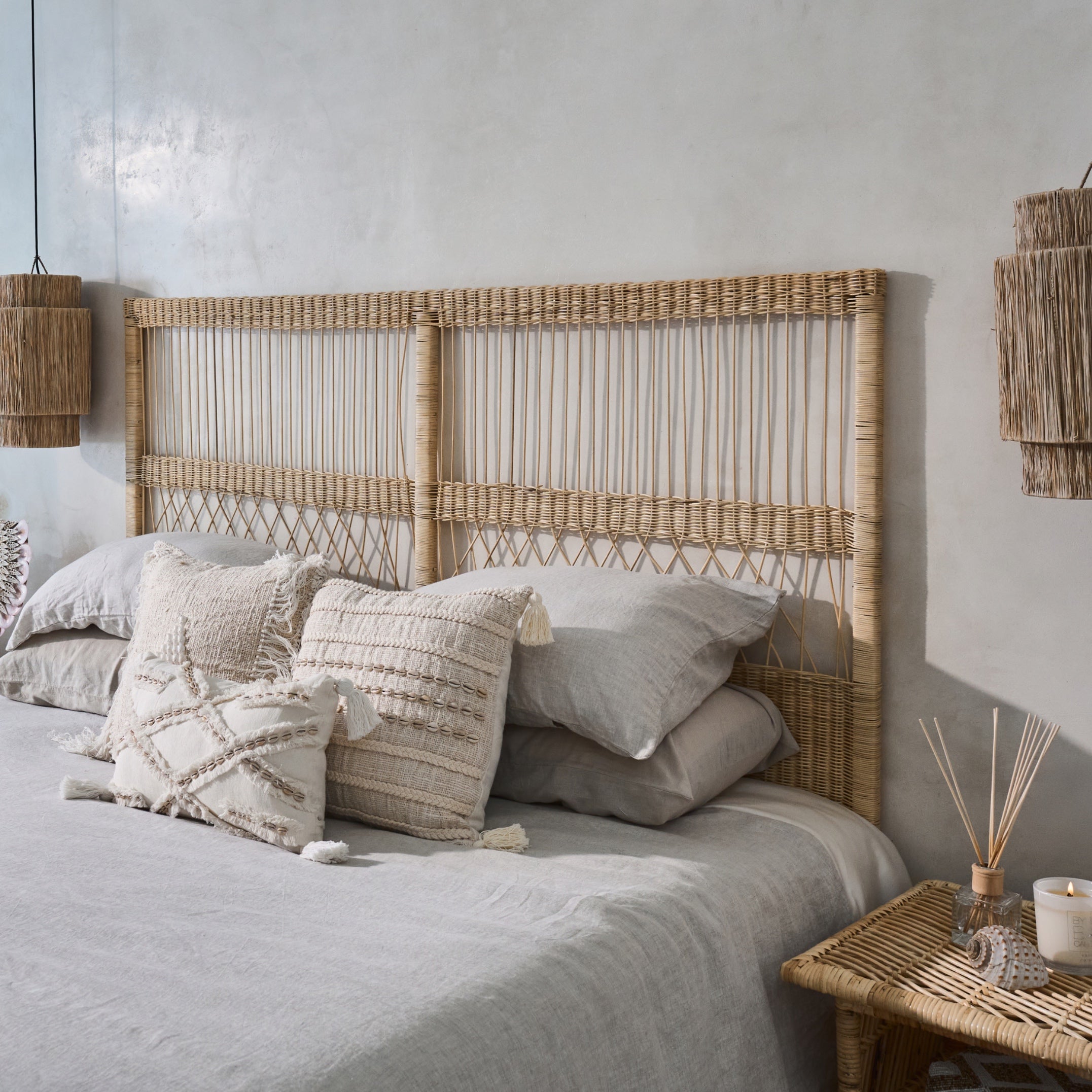 Rote Cane Panel Design Bedhead - King, Queen, Double