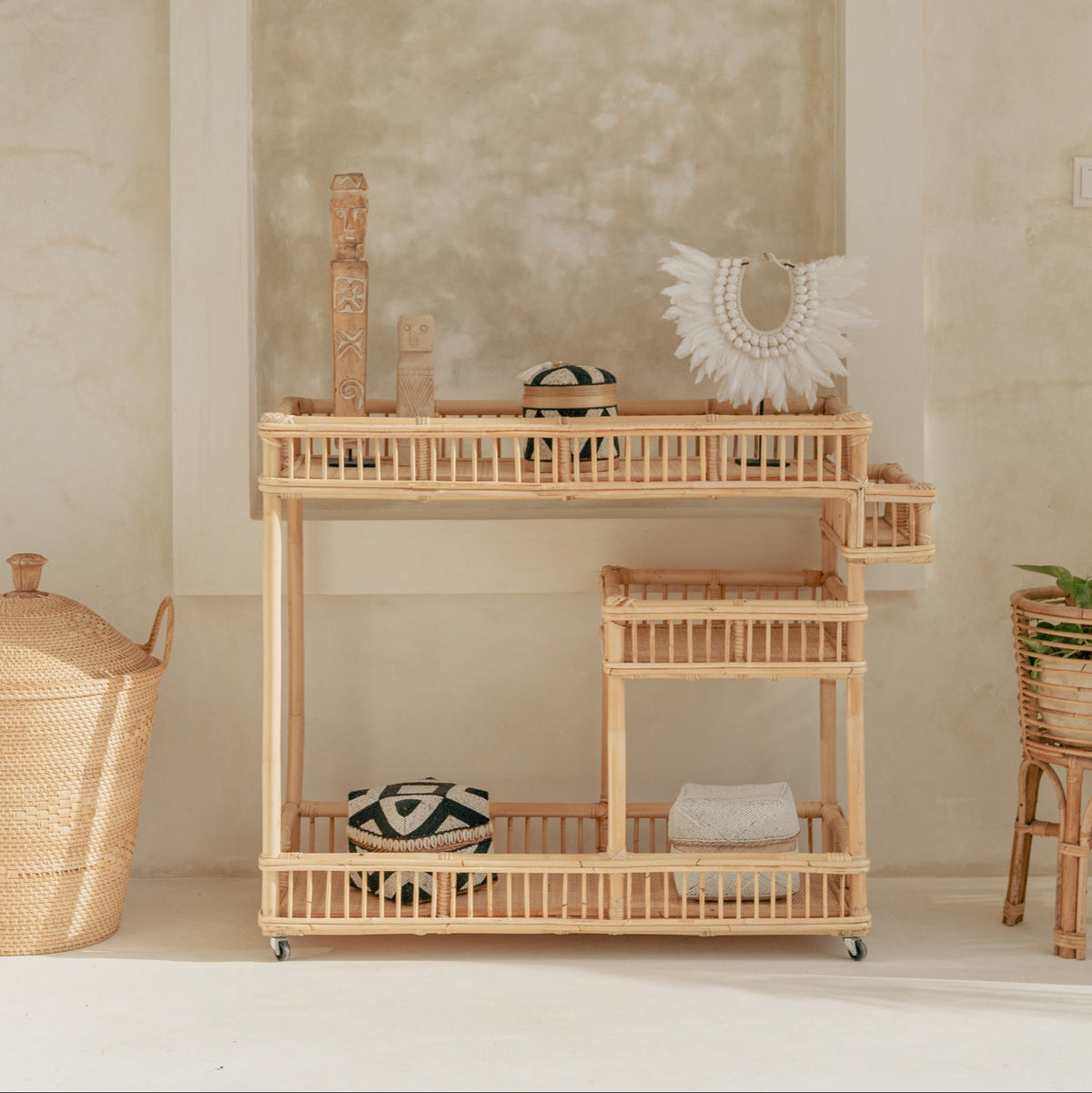 Seseh Rattan Bar Cart Console Trolley
